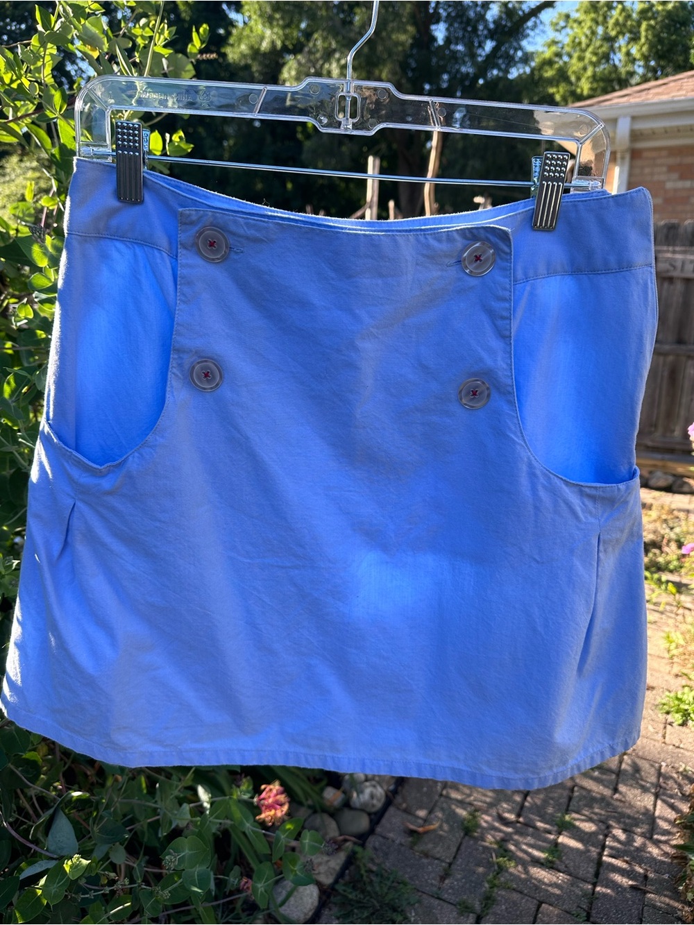 Light Blue Button-Accent Mini Skirt